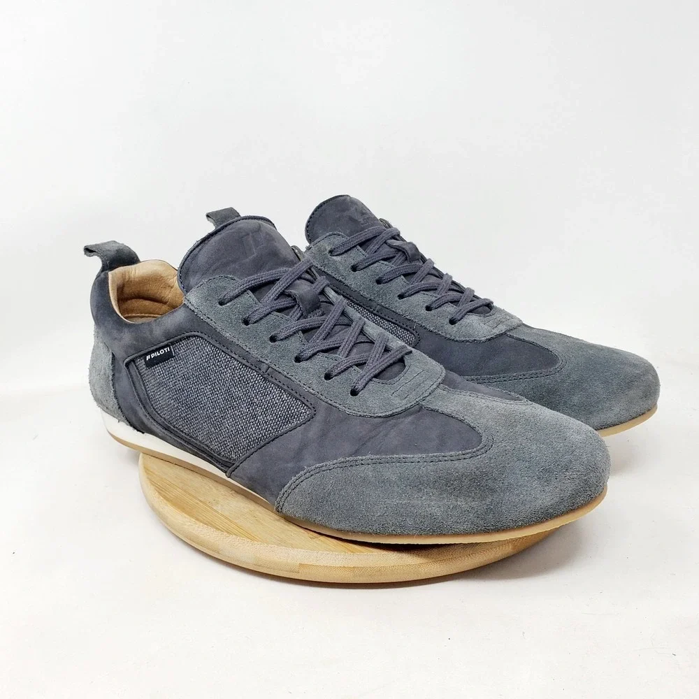 Piloti Endurance Shoes Mens 10.5 Grey Suede Leather Le Mans Driving Sneaker